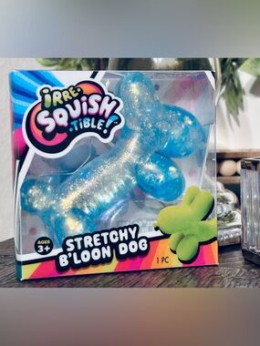 Squishy Balloon Dog Blue Glitter